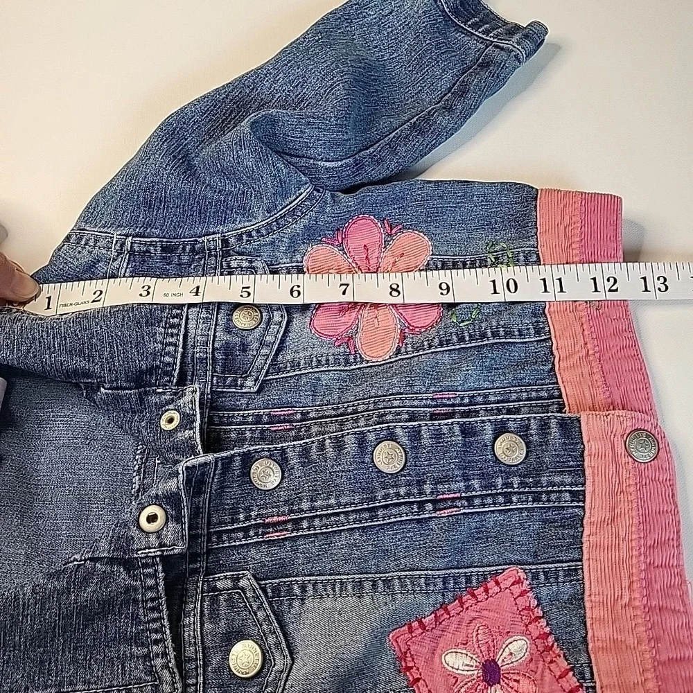 Nannette Toddler Girls Denim Jacket Size 3T Pink Stitching‎ Embroidery Corduroy